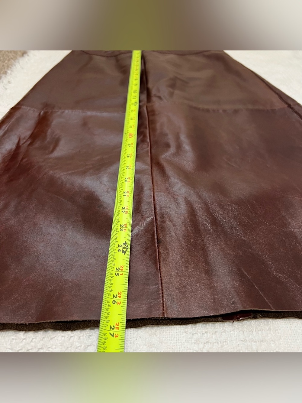 Vtg Y2K GAP Women’s Brown Leather A-Line Midi Skirt Size 2 - Picture 11 of 11
